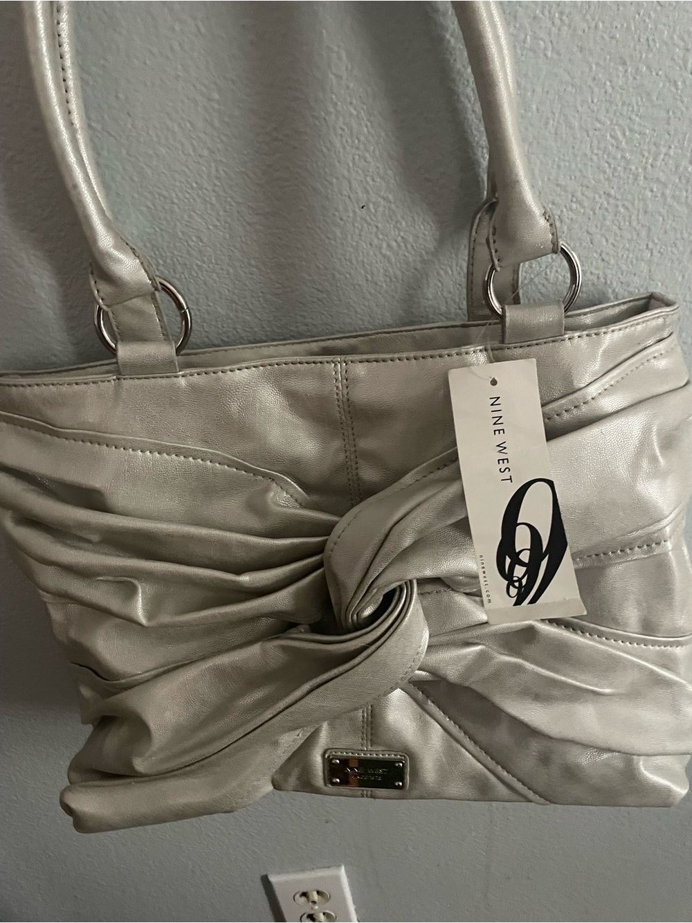 Nine West Silver Knot-Front Tote